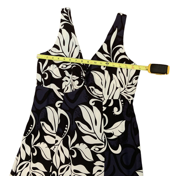 Vintage Hilo Hattie Womens Midi Dress Made in Hawaii Black White Size M Ruffle - Picture 6 of 11